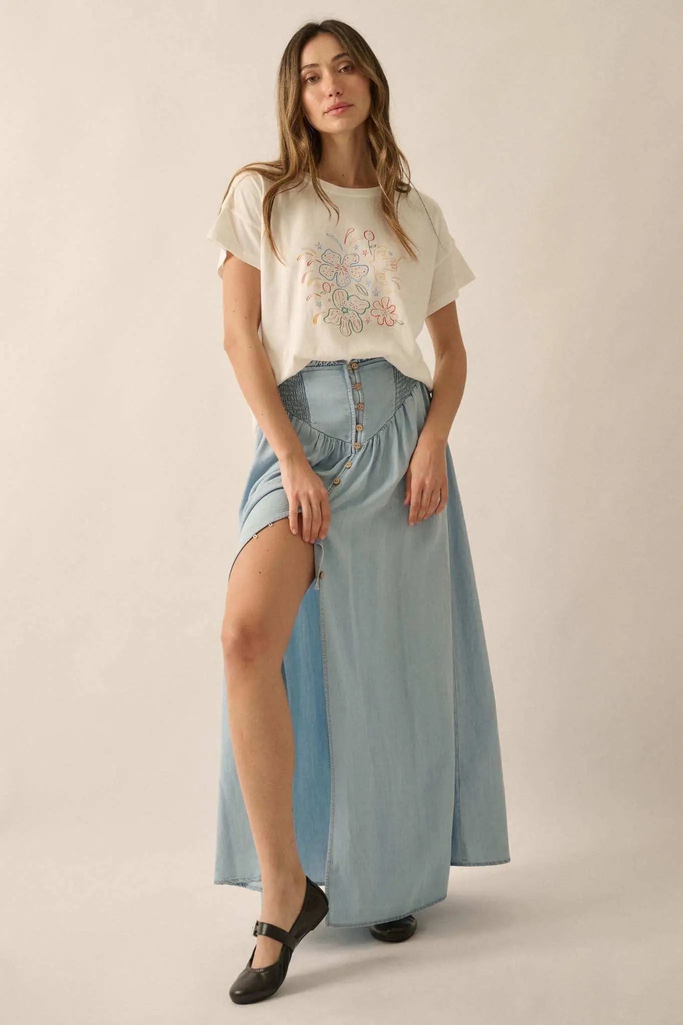 Floral Fireworks Garment-Wash Graphic Tee