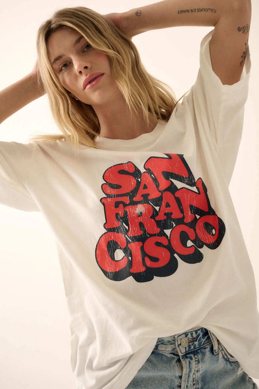 San Francisco Vintage-Print Oversize Graphic Tee