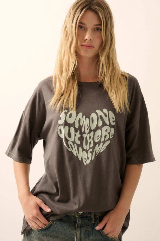 Someone Out There Loves Me Distressed Graphic Tee