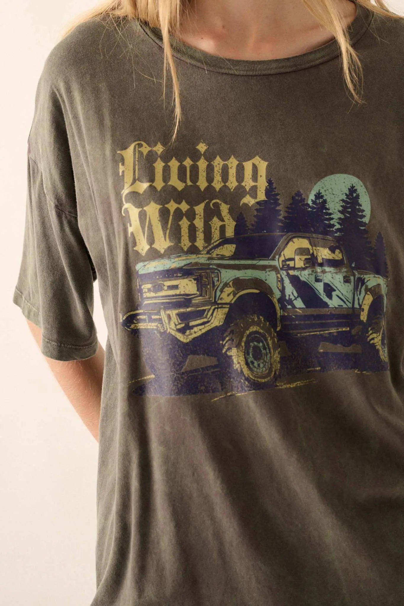 Living Wild Vintage-Wash Pickup Truck Graphic Tee