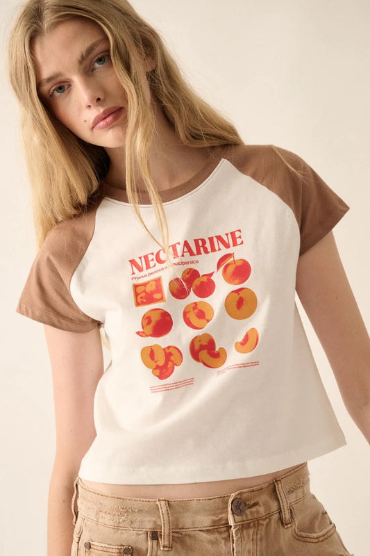 Nectarine Cropped Raglan Graphic Baby Tee