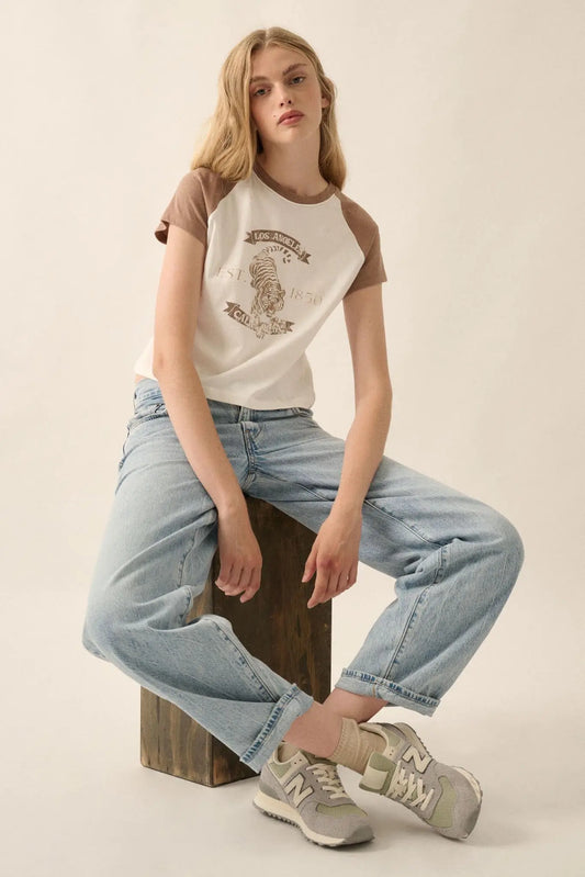 Los Angeles Tiger Cropped Raglan Graphic Baby Tee