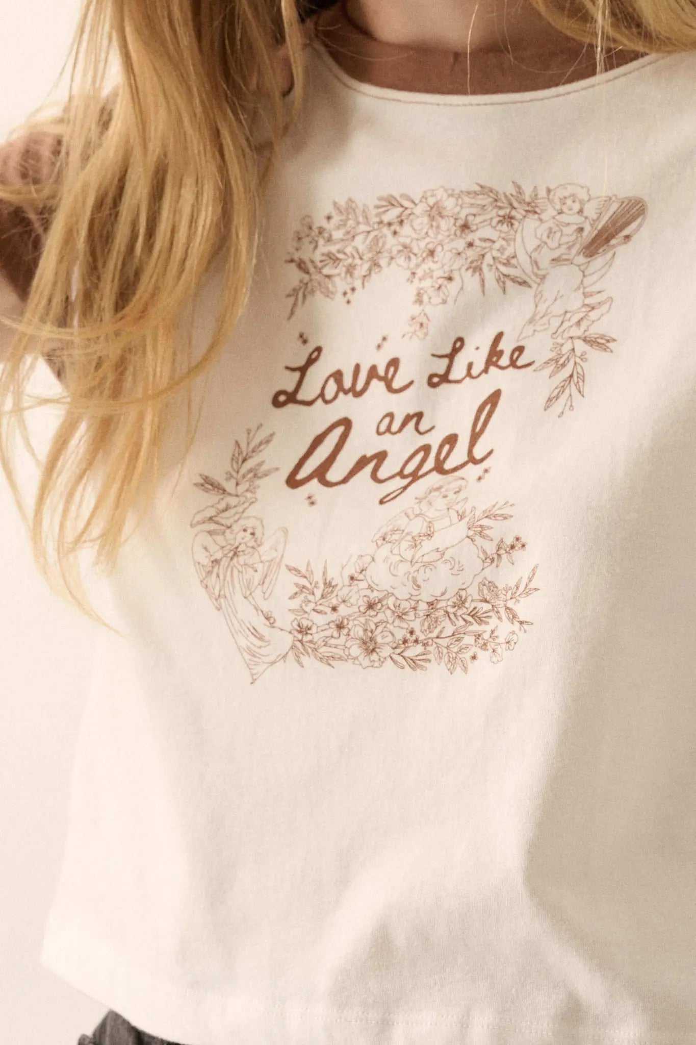 Love Like an Angel Cropped Ragan Graphic Baby Tee