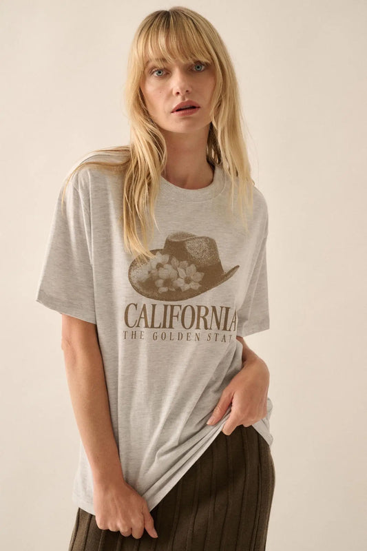 California Cowboy Hat Heather Western Graphic Tee
