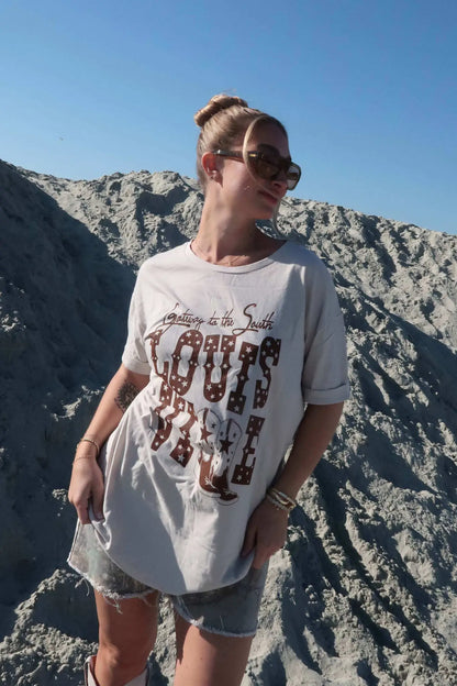 Louisville Boots Oversize Cuffed Graphic Tee