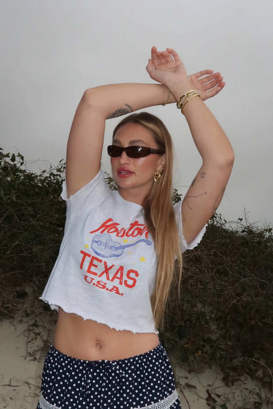 Houston Texas Cropped Graphic Baby Tee