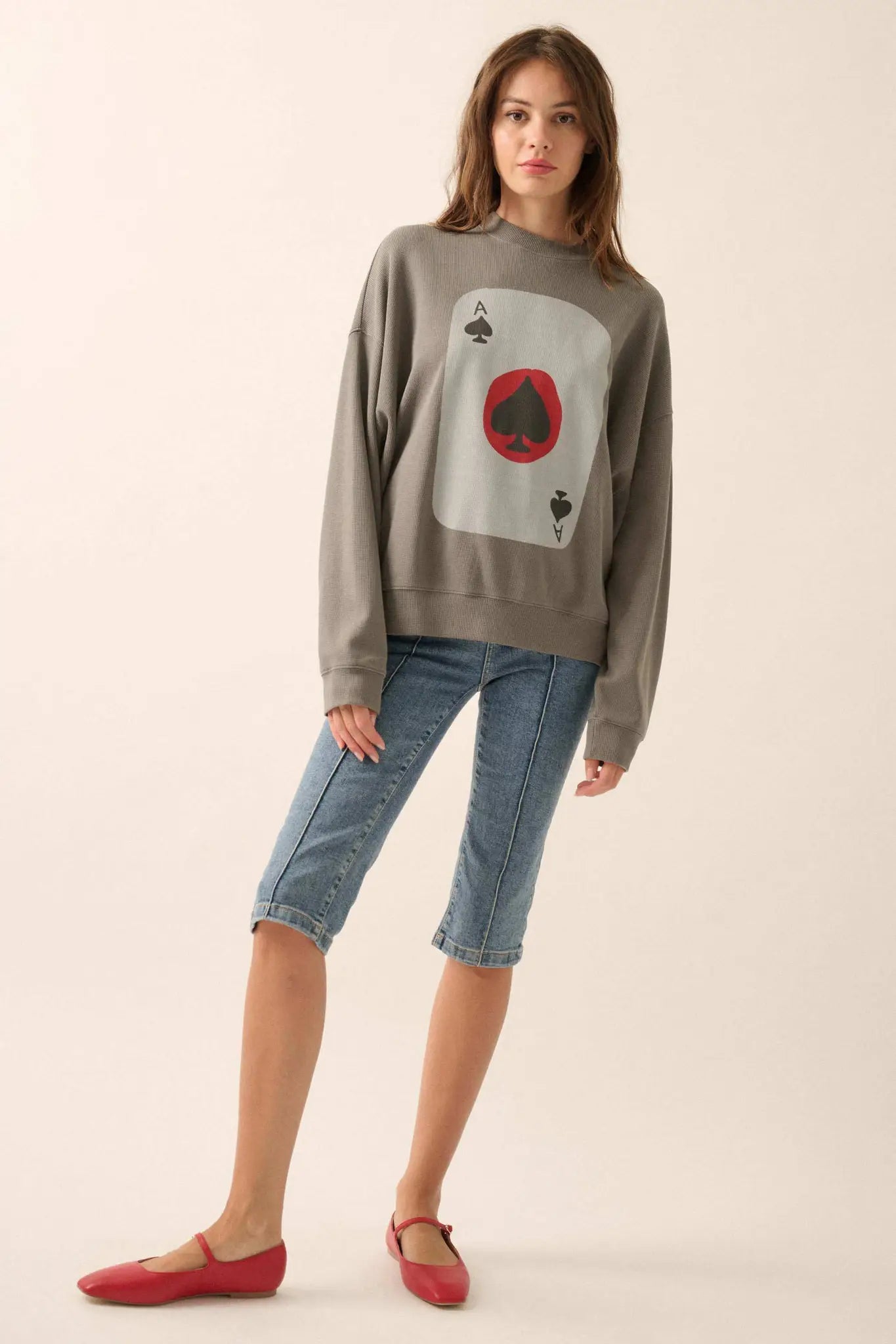 Ace of Spades Oversize Thermal Graphic Top