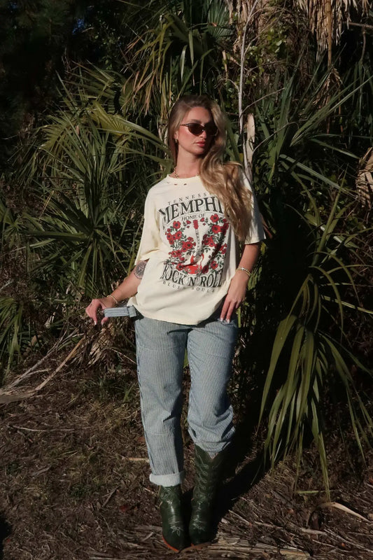 Memphis Rock 'N' Roll Distressed Graphic Tee