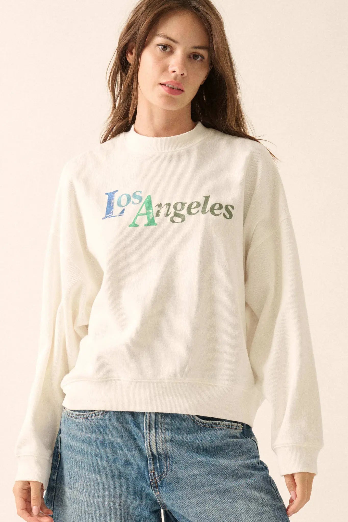 Los Angeles Vintage-Print Thermal Graphic Top