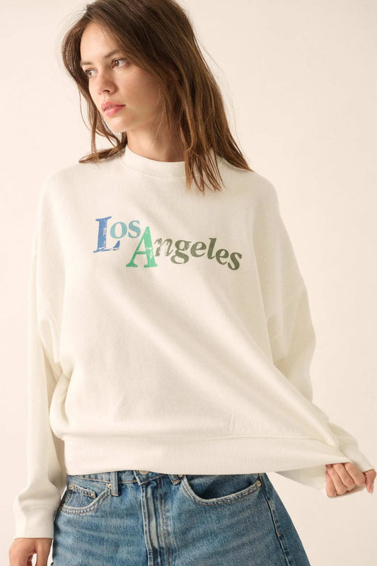 Los Angeles Vintage-Print Thermal Graphic Top