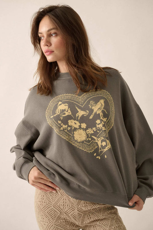 Rare Bird Oversize Thermal Graphic Top