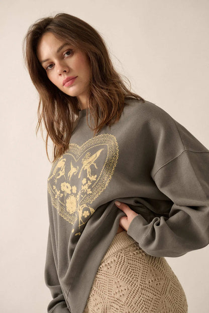 Rare Bird Oversize Thermal Graphic Top