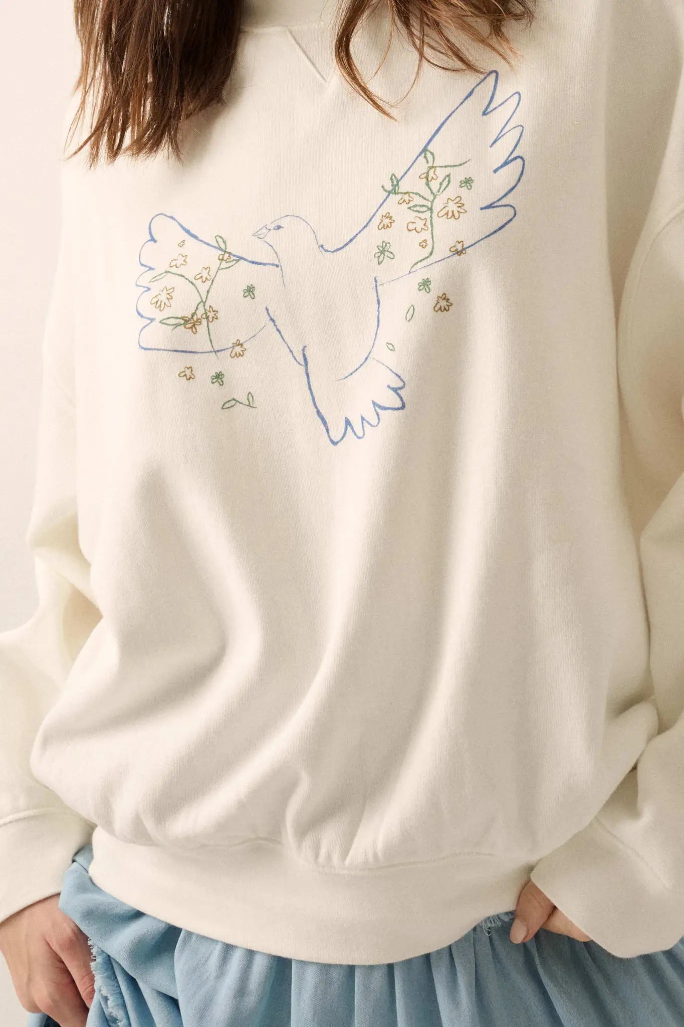 Peaceful Dove Hand-Drawn Graphic Sweatshirt