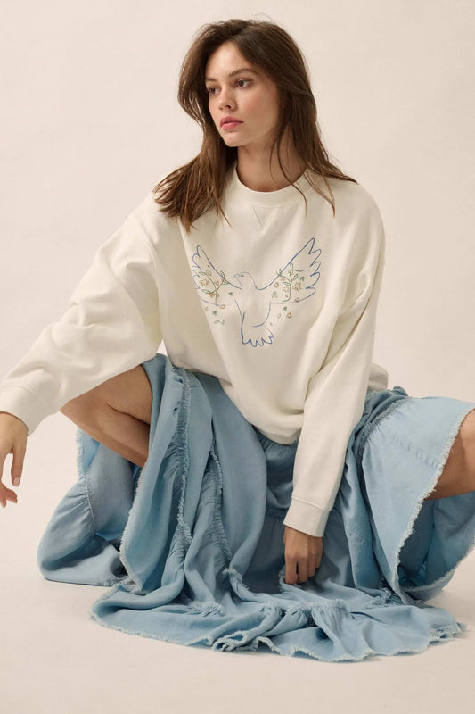 Peaceful Dove Hand-Drawn Graphic Sweatshirt