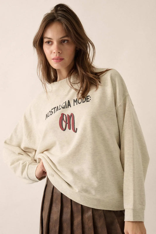 Nostalgia Mode On French Terry Graphic Sweatshirt