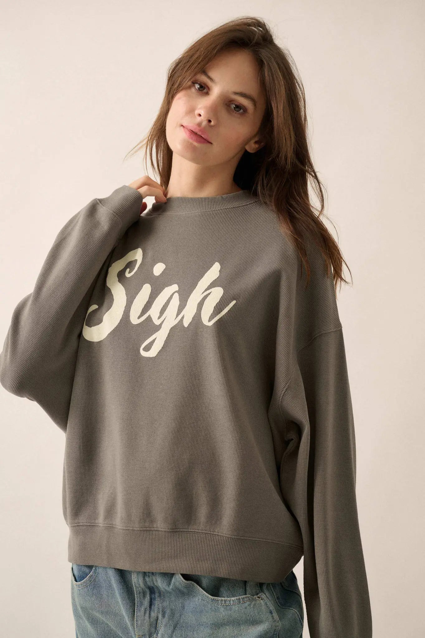 Big Sigh Oversize Thermal Graphic Top
