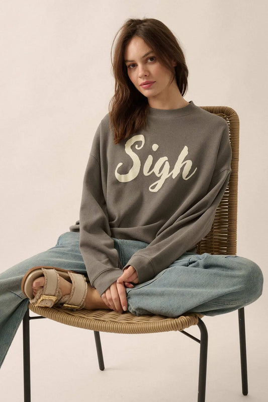 Big Sigh Oversize Thermal Graphic Top