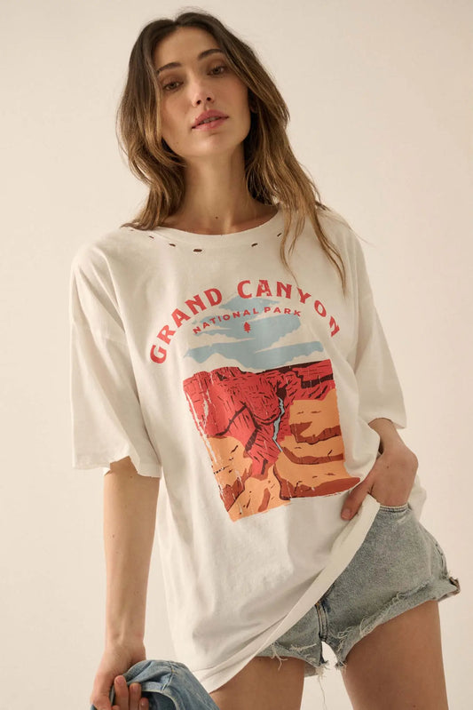 Grand Canyon Park Distressed Oversize Graphic Tee