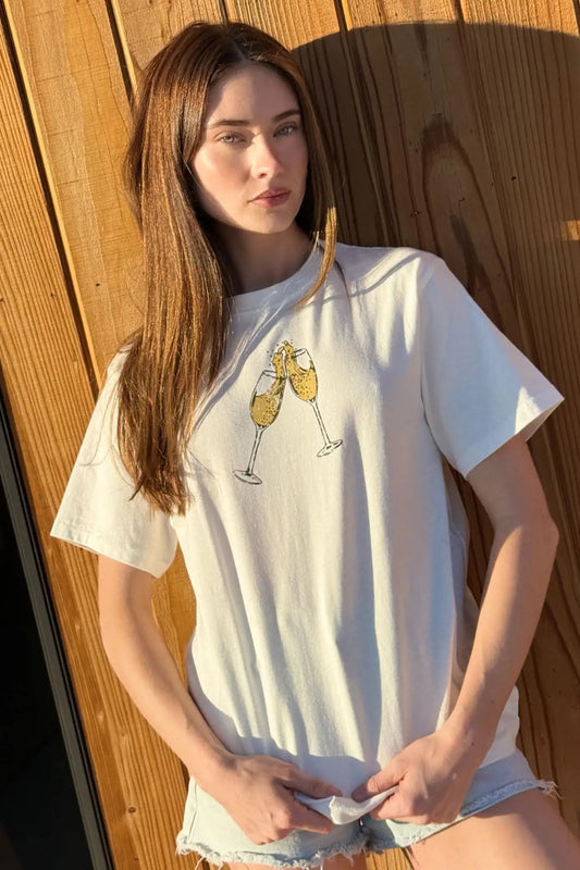 Champagne Toast Vintage-Print Graphic Tee