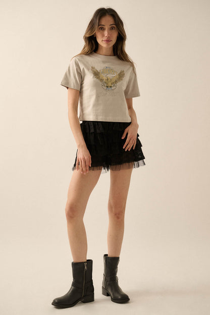 Liberty for All Garment-Dyed Cropped Graphic Tee