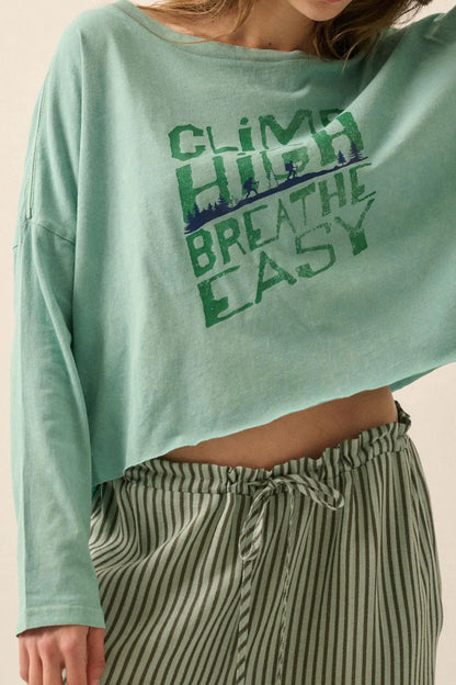 Climb High Cropped Long-Sleeve Graphic Tee