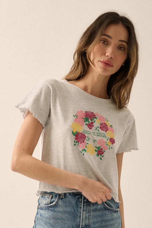 Hand to Hand Floral Graphic Baby Tee