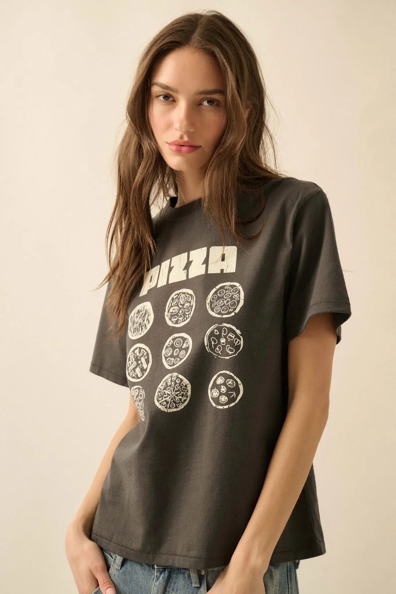 Pizza Party Vintage-Print Graphic Tee