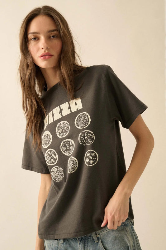 Pizza Party Vintage-Print Graphic Tee