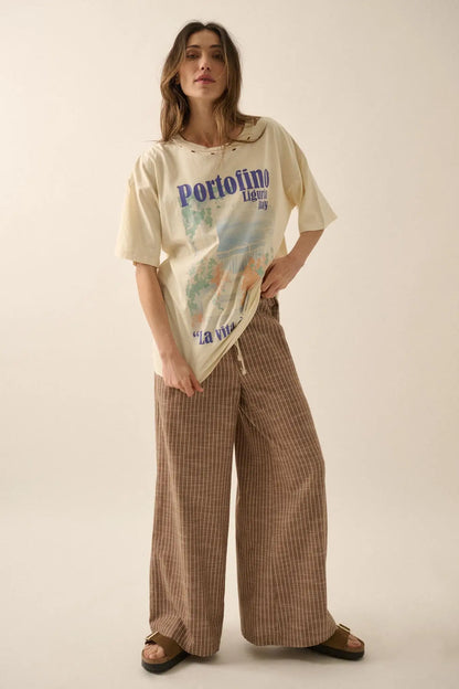 Portofino Italy Distressed Oversize Graphic Tee