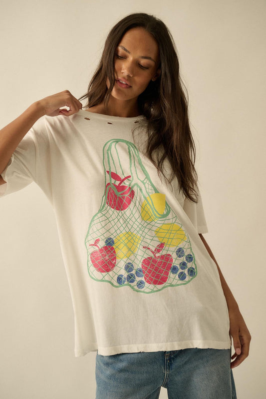 Fruit Stand Distressed Oversize Graphic Tee