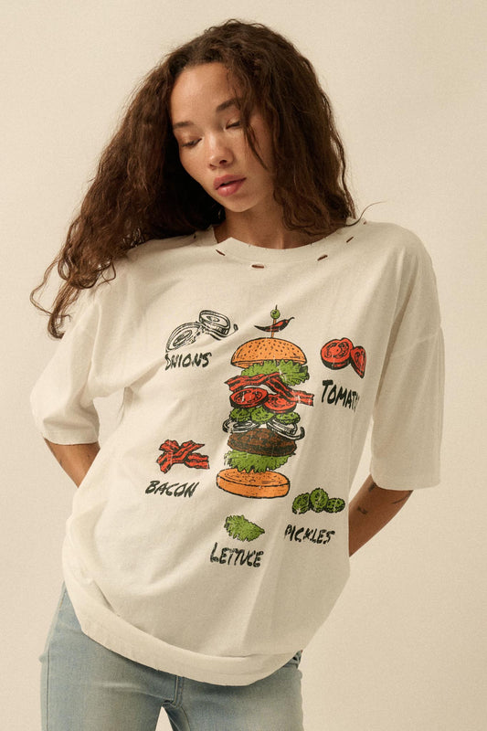 Burger Time Distressed Oversize Graphic Tee