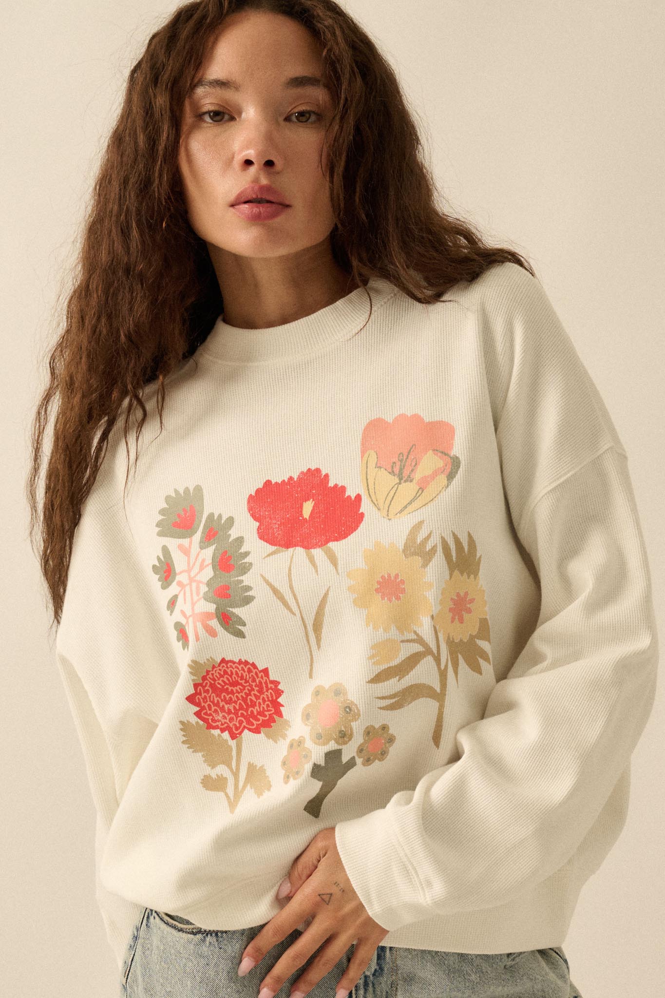 Fall Flowers Floral Thermal Graphic Top