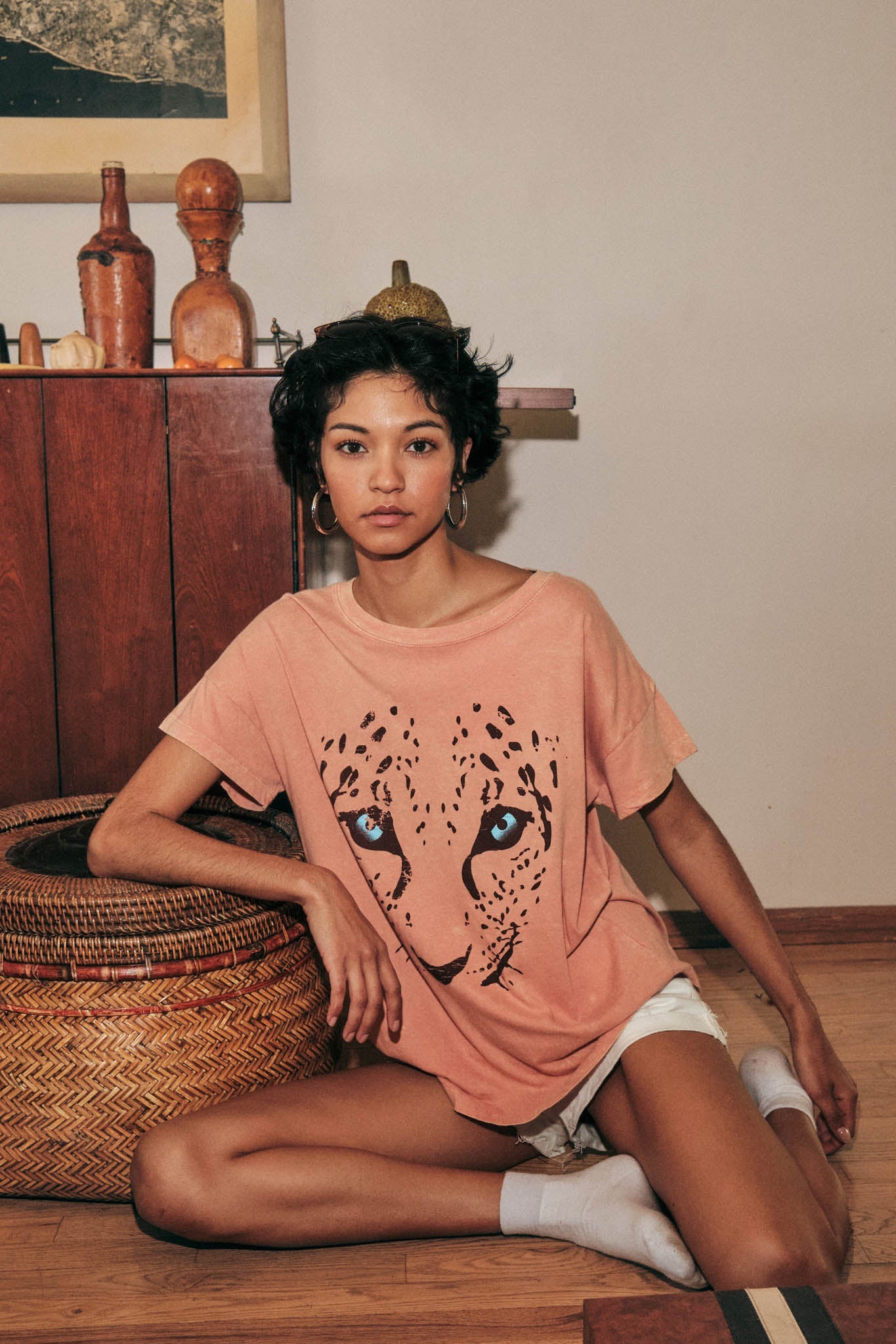 Hungry Eyes Vintage-Wash Cheetah Graphic Tee