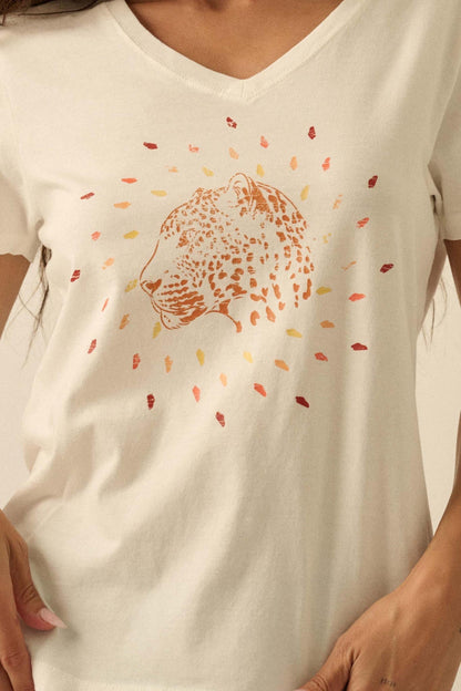 Loyal Leopard Vintage-Print V-Neck Graphic Tee