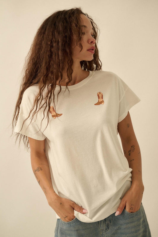 Boot Scootin' Cowboy Boot Chest-Print Graphic Tee