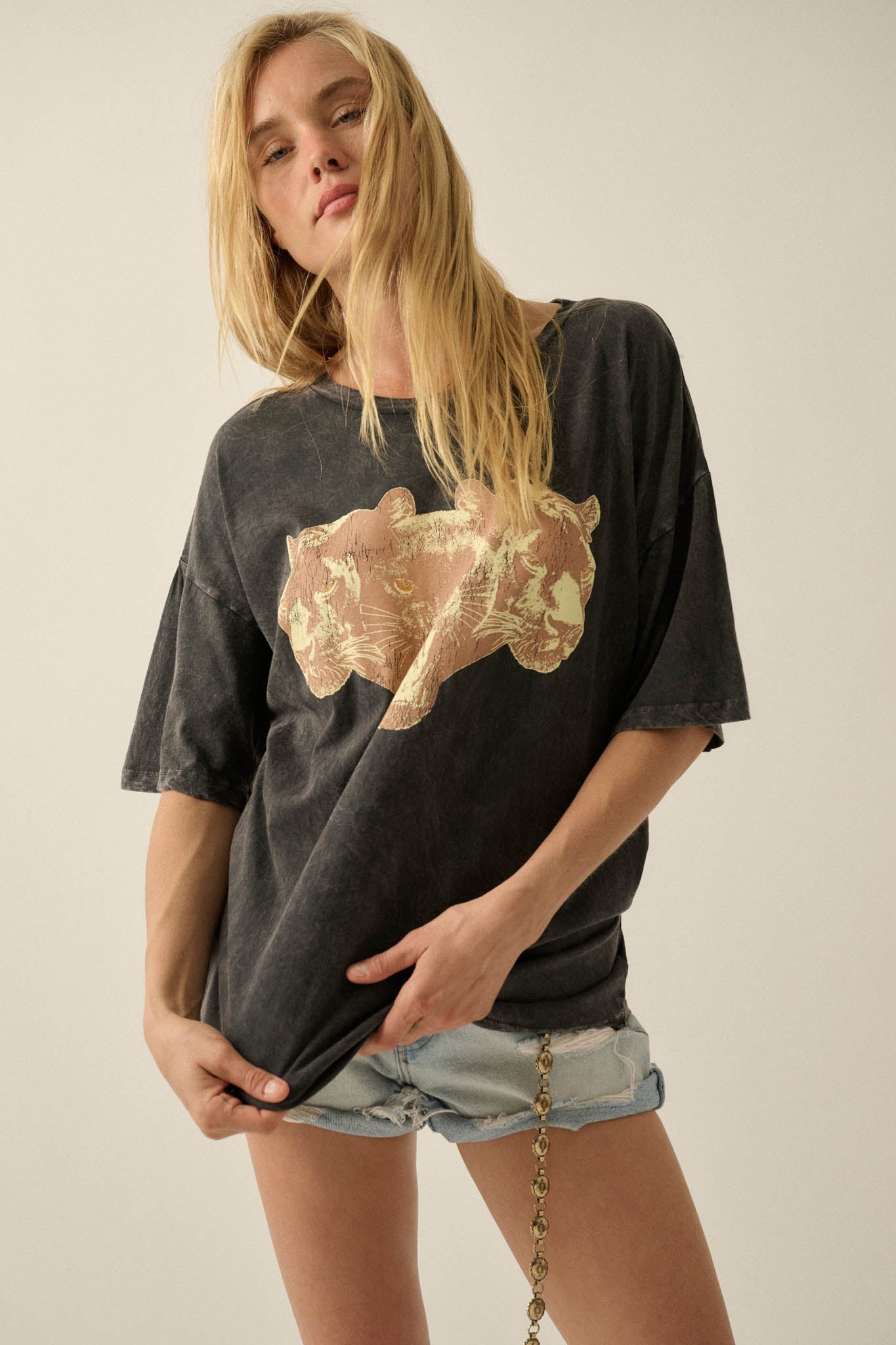 Panther Pack Vintage-Wash Oversize Graphic Tee