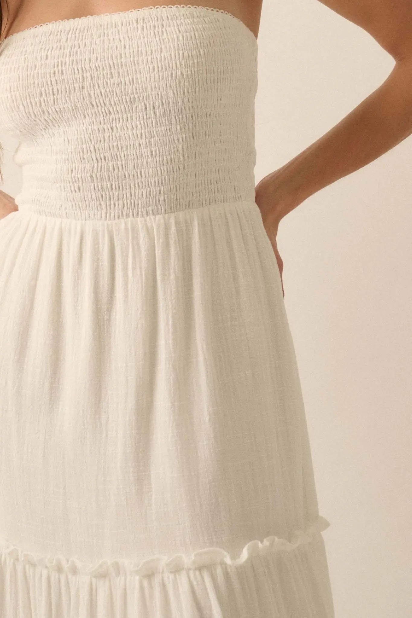 Free at Heart Lace-Inset Strapless Maxi Dress