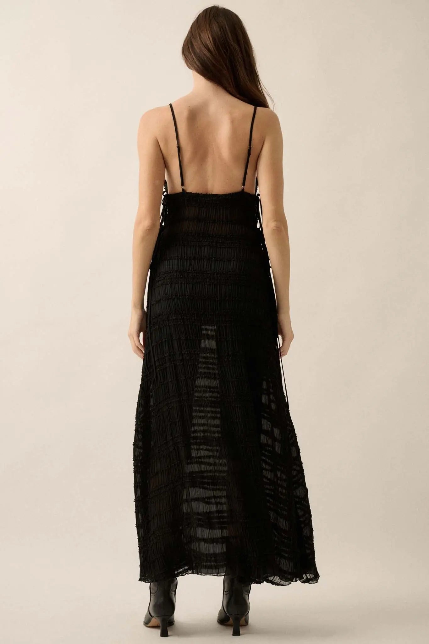 Careless Whisper Sheer Ruffled Chiffon Maxi Dress