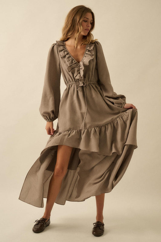 Longing for Love Ruffled Peasant Maxi Dress