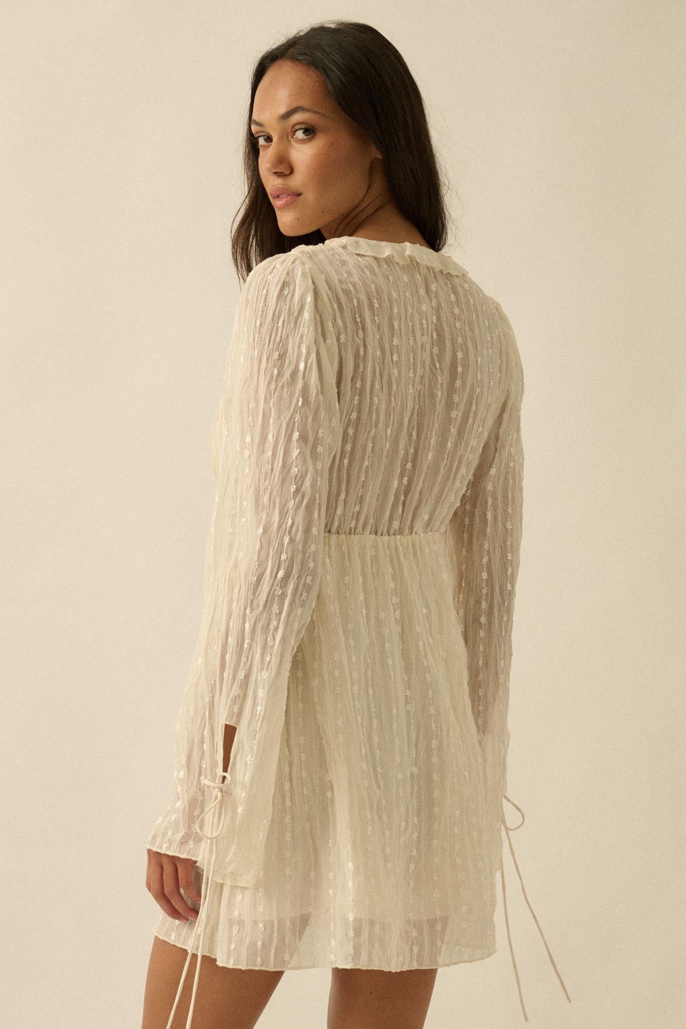 Angelic Beauty Embroidered Chiffon Mini Dress