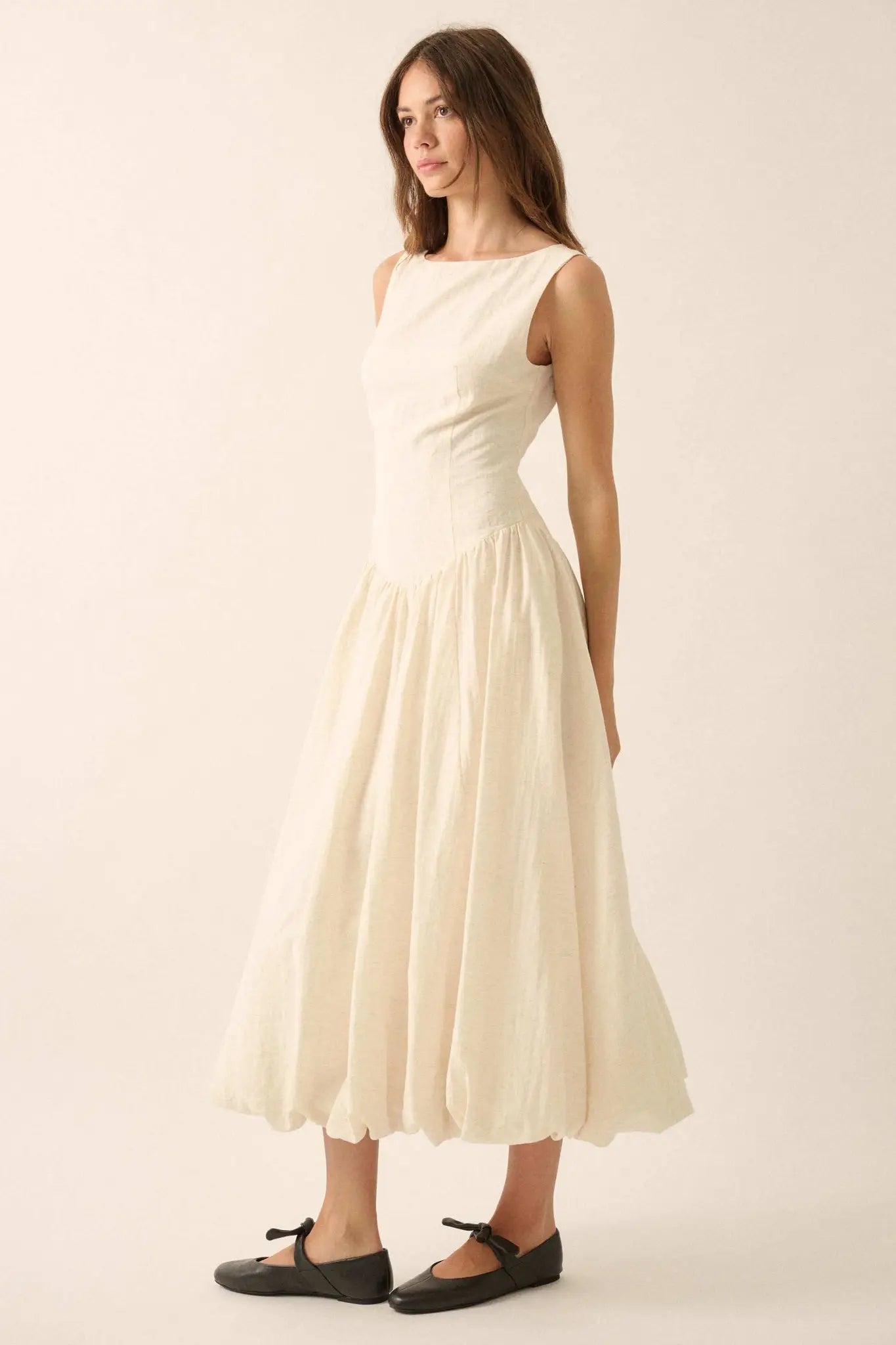Natural Beauty Boatneck Bubble Midi Dress