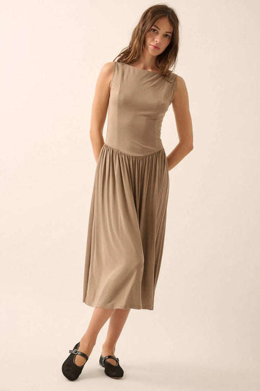 Best Day Sleeveless Drop-Waist Modal Midi Dress