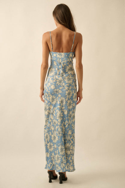 Darling Daisy Floral Satin Maxi Slip Dress