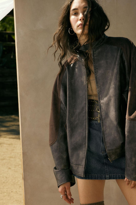 Open Road Vegan Leather and Suede Jacket