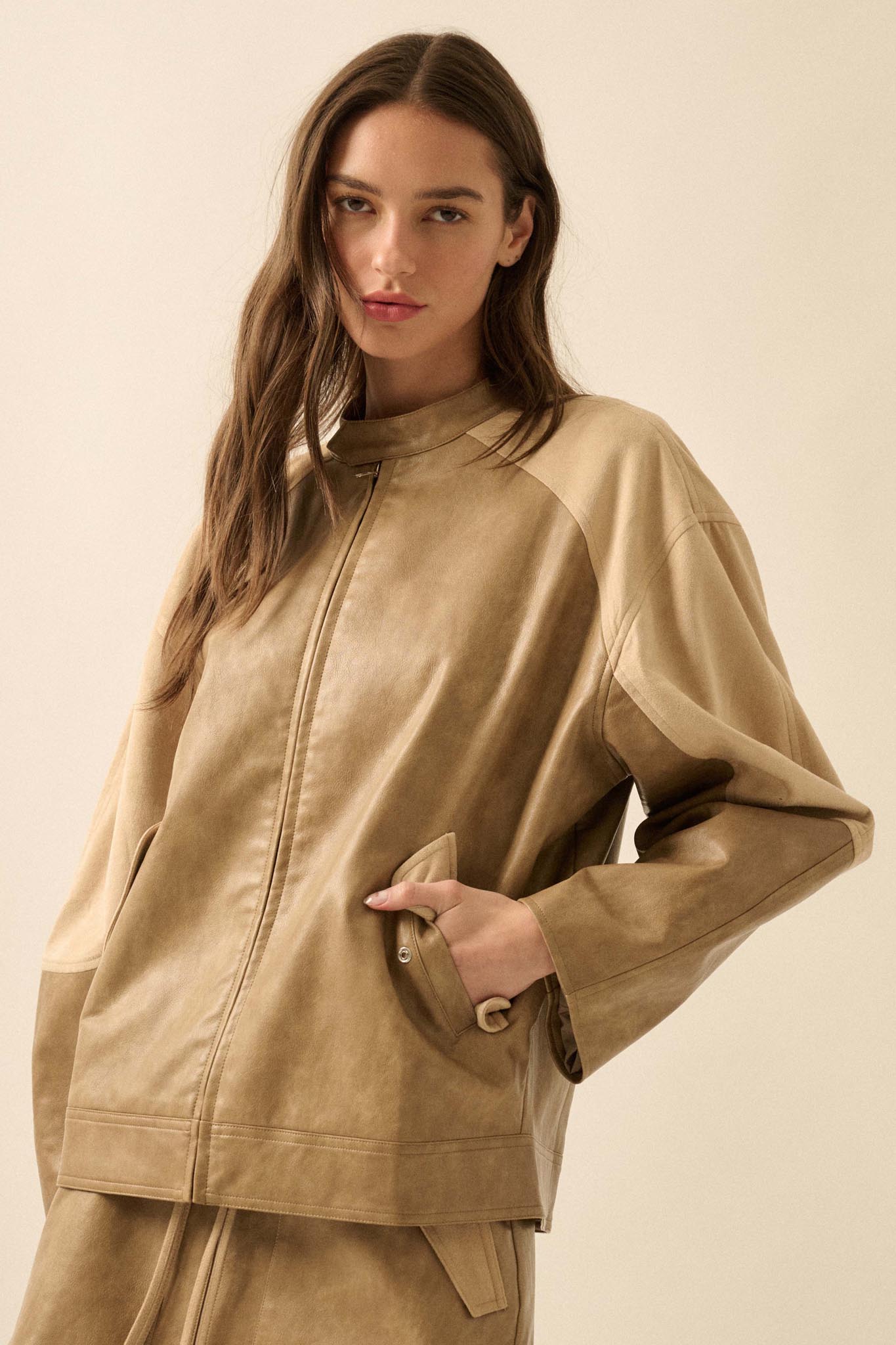 Open Road Vegan Leather and Suede Jacket