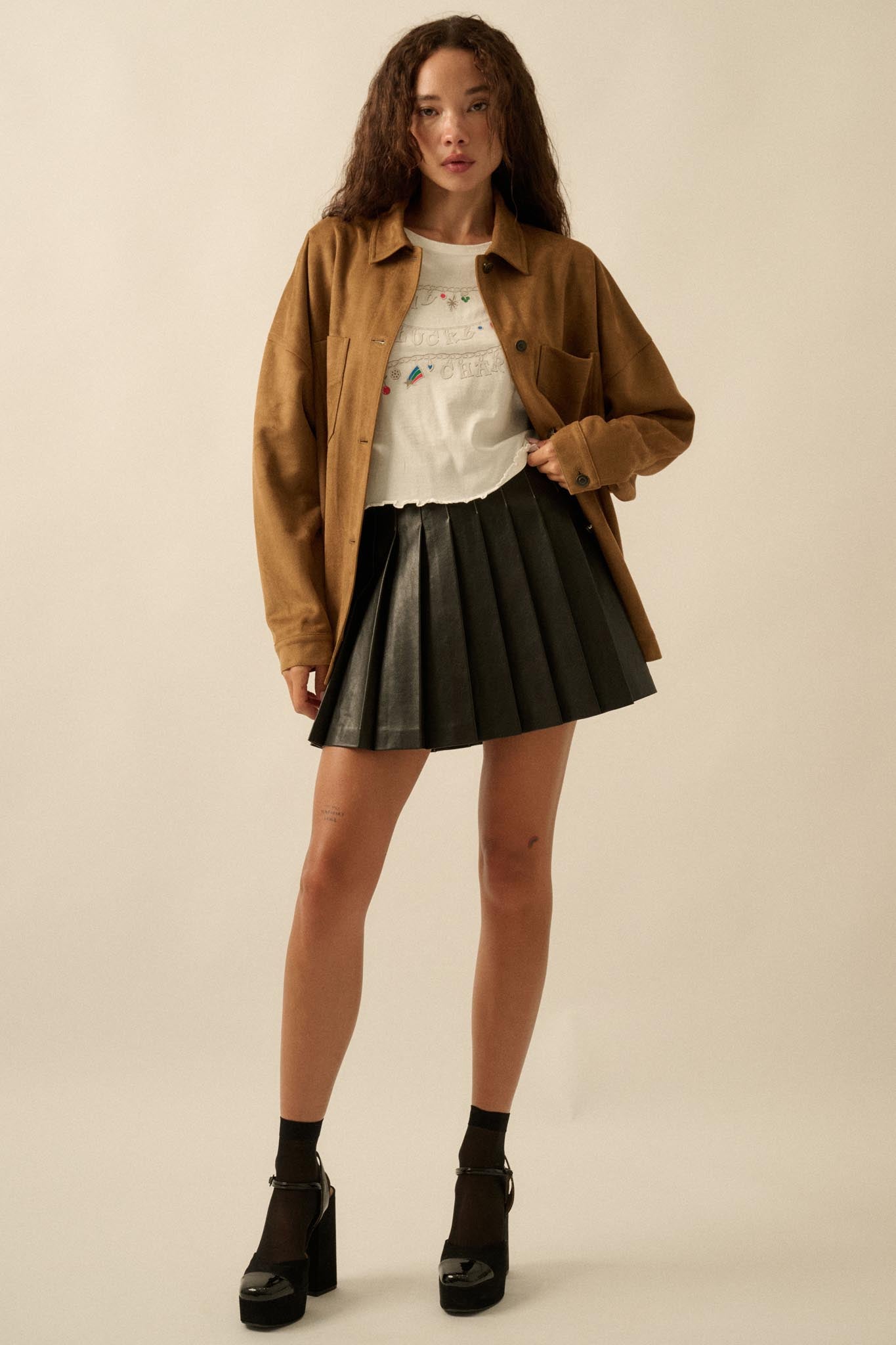 Soft Spoken Vegan Suede Pocket Shacket