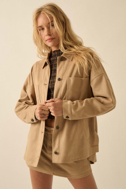 Soft Spoken Vegan Suede Pocket Shacket