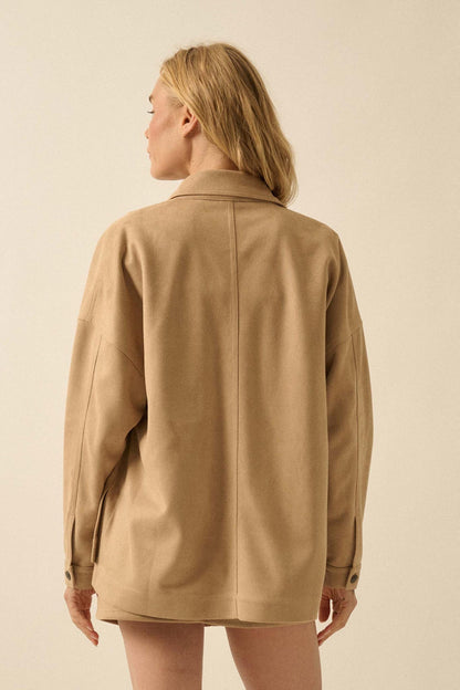 Soft Spoken Vegan Suede Pocket Shacket