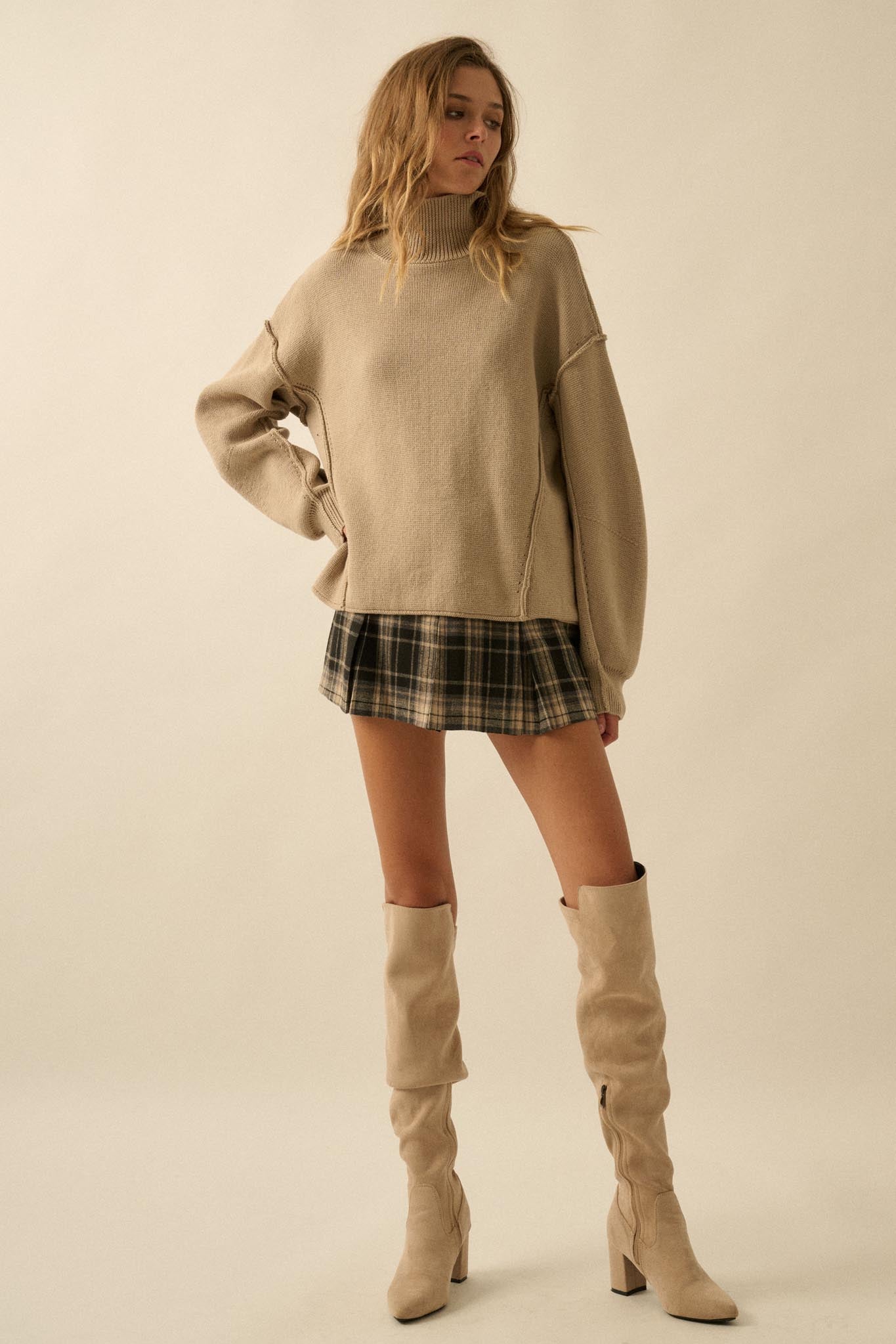 Plaid Mood Pleated Flannel Mini Skort