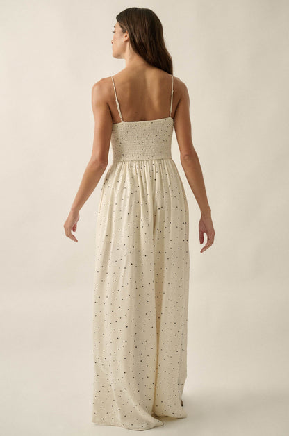 Spot On Polka Dot Smocked Wide-Leg Jumpsuit